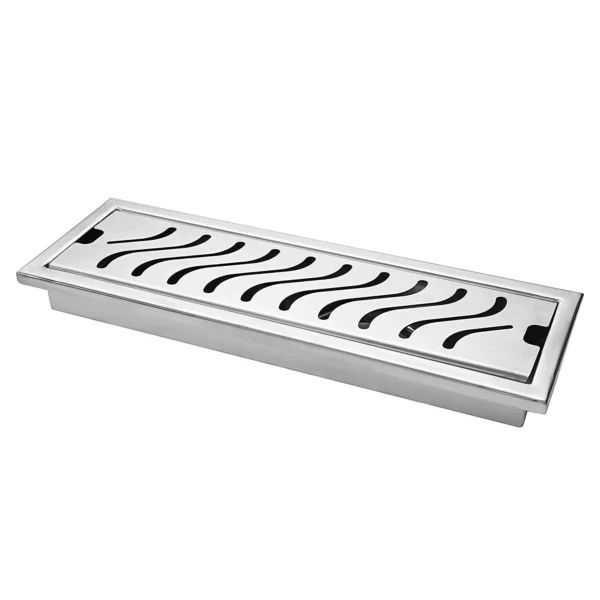 Mingle12 Inch Waves Shower Drain Premium Stainless Steel/Floor Trap/Jali for Bathroom and Kitchen