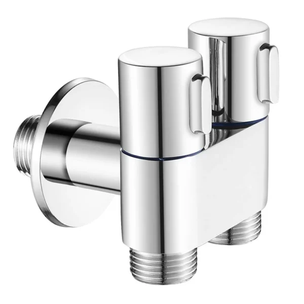 Mingle  Brass 2-in-1 Angle Valve | 2 Way Angle Cock with Wall Flange Chrome Finish For Bathroom, Toilet, Wash Basin