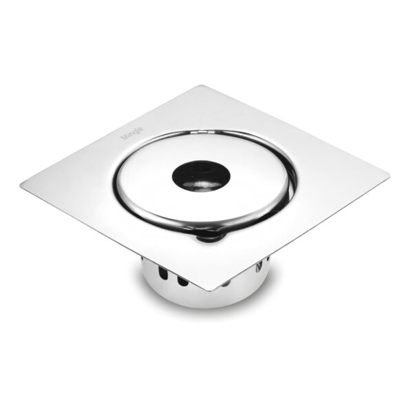 Mingle® Full Moon Square Floor Drain | 304-Grade Stainless Steel Floor | 6 x 6 inches | Floor Drain with Cockroach Trap/Jali.