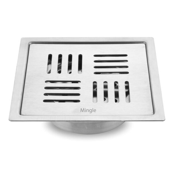Mingle® Ruby Exclusive Square Flat Cut Floor Drain/Jali | 304 Stainless Steel Floor Drain | 5 x 5 inches | Floor Drain with Cockroach Trap/Jali.