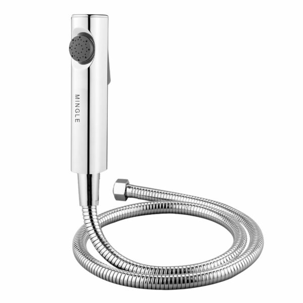 Mingle® ABS Health Faucet with Grade Flexible Hose Pipe and Wall Hook, White Jet Spray for Toilet.