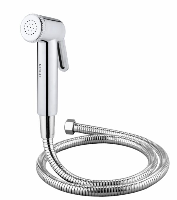 Mingle® ABS Health Faucet with Grade Flexible Hose Pipe and Wall Hook, White Jet Spray for Toilet.