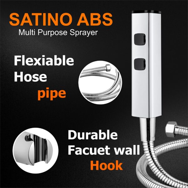 Mingle® ABS Health Faucet with Grade Flexible Hose Pipe and Wall Hook, White Jet Spray for Toilet. - Image 4