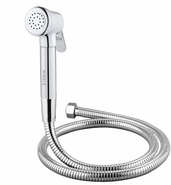 Mingle® ABS Health Faucet with Grade Flexible Hose Pipe and Wall Hook, White Jet Spray for Toilet.