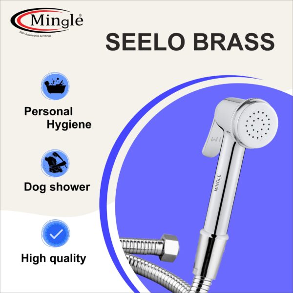 Mingle® ABS Health Faucet with Grade Flexible Hose Pipe and Wall Hook, White Jet Spray for Toilet. - Image 4