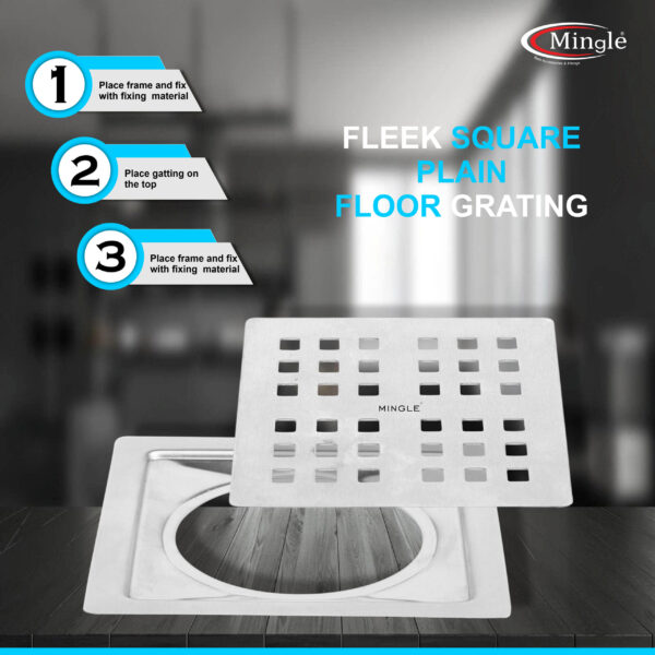 Mingle® Exclusive Square  Floor Drain Jali with cockroach trap  304 Stainless Steel. - Image 3