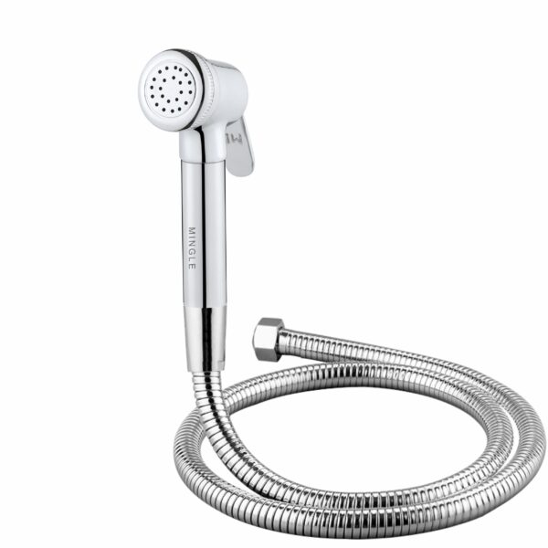 Mingle® ABS Health Faucet with Grade Flexible Hose Pipe and Wall Hook, White Jet Spray for Toilet.