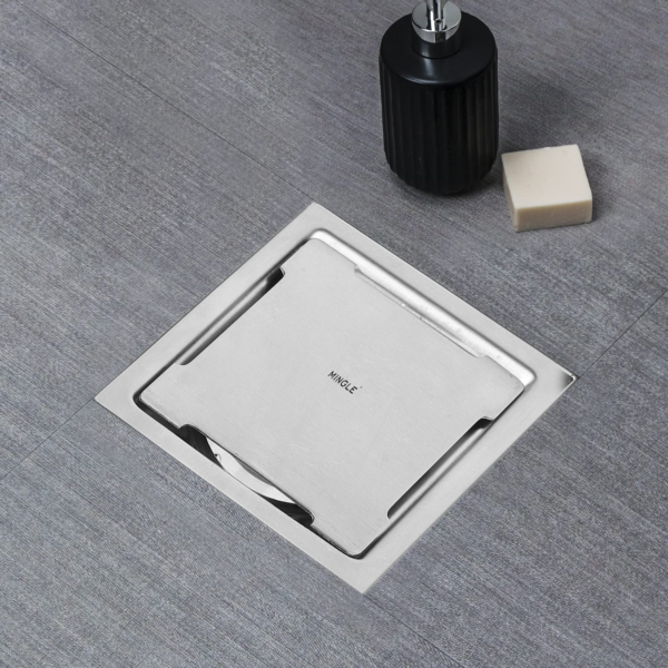 Mingle® Exclusive Square  Floor Drain Jali with cockroach trap  304 Stainless Steel.