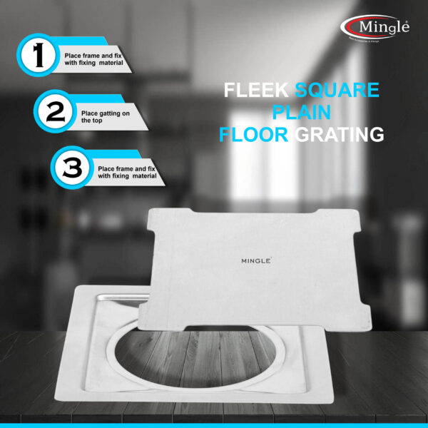 Mingle® Exclusive Square  Floor Drain Jali with cockroach trap  304 Stainless Steel. - Image 2