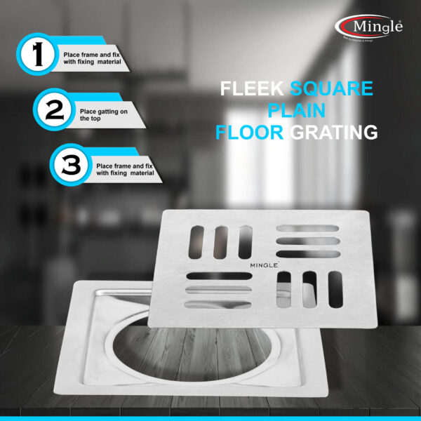 Mingle® Exclusive Square  Floor Drain Jali with cockroach trap  304 Stainless Steel. - Image 2