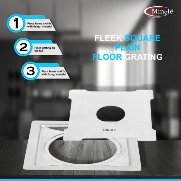 Mingle® Exclusive Square  Floor Drain Jali with cockroach trap  304 Stainless Steel. - Image 3