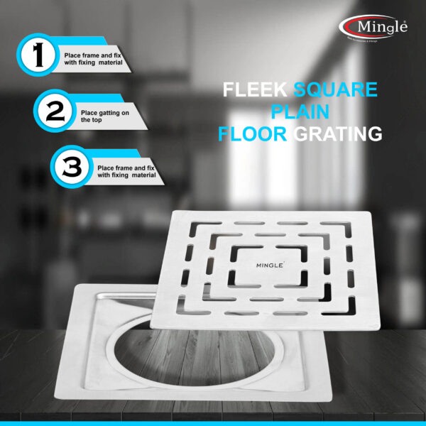 Mingle® Exclusive Square  Floor Drain Jali with cockroach trap  304 Stainless Steel. - Image 3