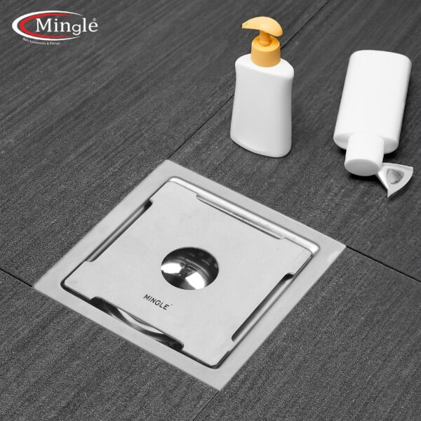 Mingle® Exclusive Square  Floor Drain Jali with cockroach trap  304 Stainless Steel.