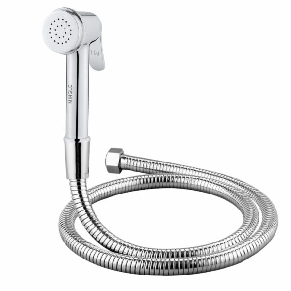 Mingle® ABS Health Faucet with Grade Flexible Hose Pipe and Wall Hook, White Jet Spray for Toilet.