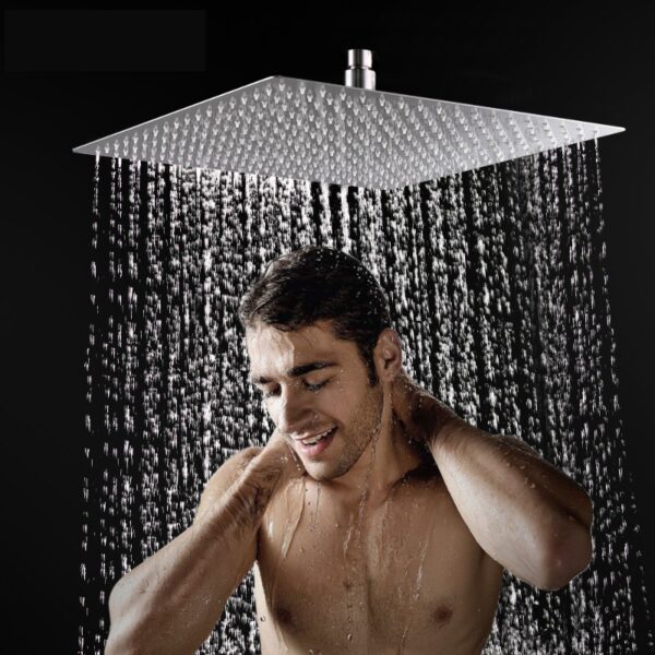 Mingle® 304 Grade Stainless Steel Square Shower Head For Bathroom/Rain & Mist Overhead Shower Chrome Finish.