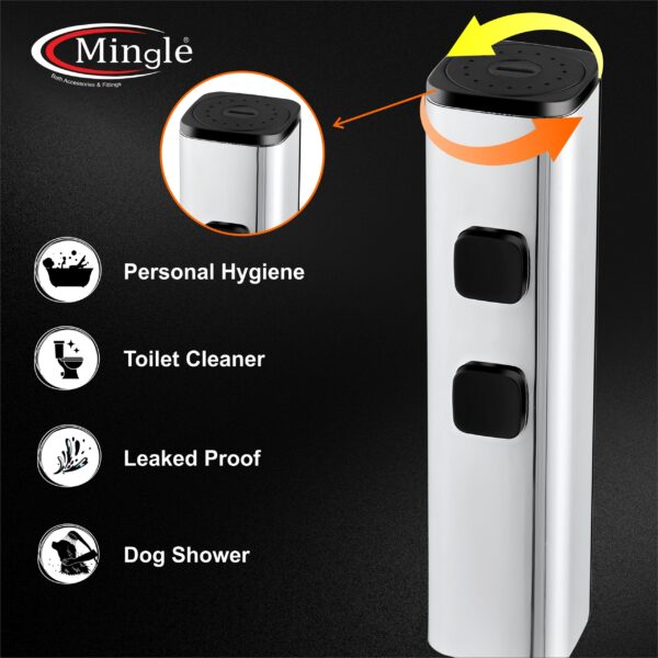 Mingle® ABS Health Faucet with Grade Flexible Hose Pipe and Wall Hook, White Jet Spray for Toilet. - Image 2