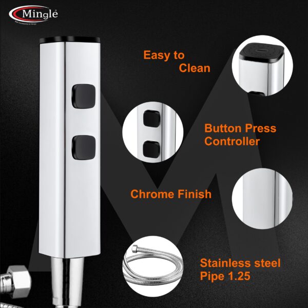 Mingle® ABS Health Faucet with Grade Flexible Hose Pipe and Wall Hook, White Jet Spray for Toilet. - Image 3