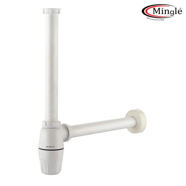 Mingle® ABS Bottle Trap for Washbasins | Matte Finish Bottle Trap With Wall Flange and 12 Inches Pipe | Round | Ivory