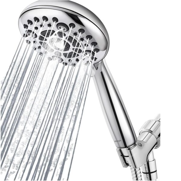 Mingle® 6 Spray Modes High Pressure Handheld Showerhead Set Upgraded 1.5 metre Premium Chrome Stainless Steel Hose For Low Water Pressure.